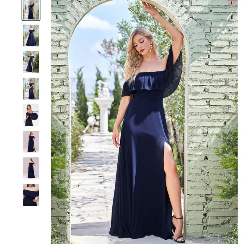 Ever-Pretty Women's Off-Shoulder Ruffle Thigh Split Bridesmaid Dresses size 24